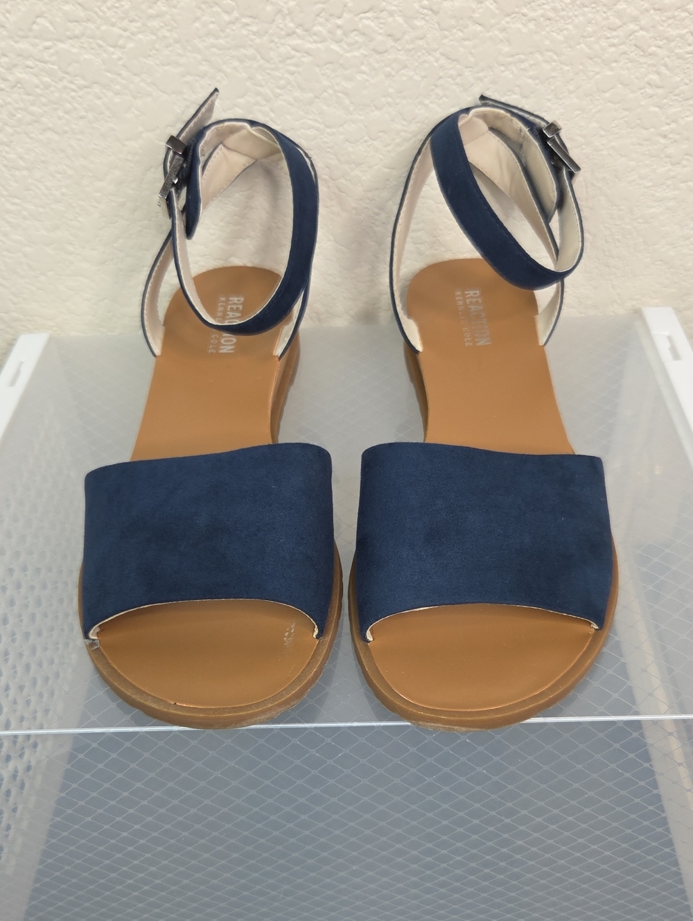 Kenneth Cole Reaction Navy Ankle-Strap Open-Toe Sandals
